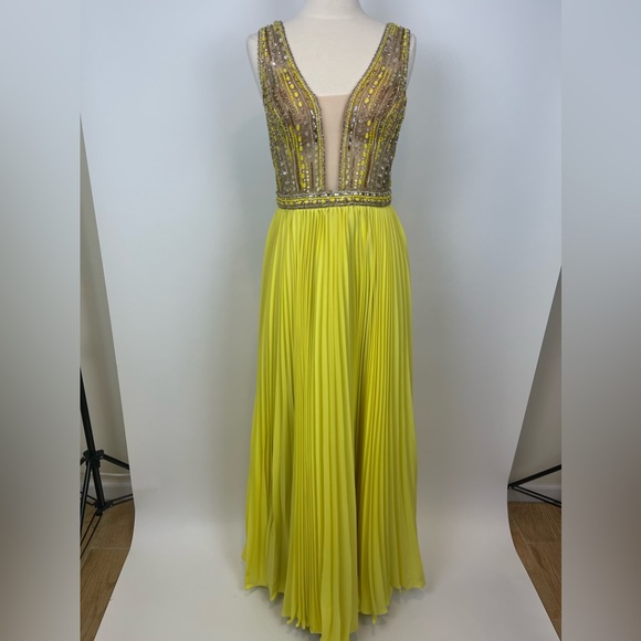Terani Couture Dresses & Skirts - Terani Couture Yellow Beaded Prom Evening Gown NWT